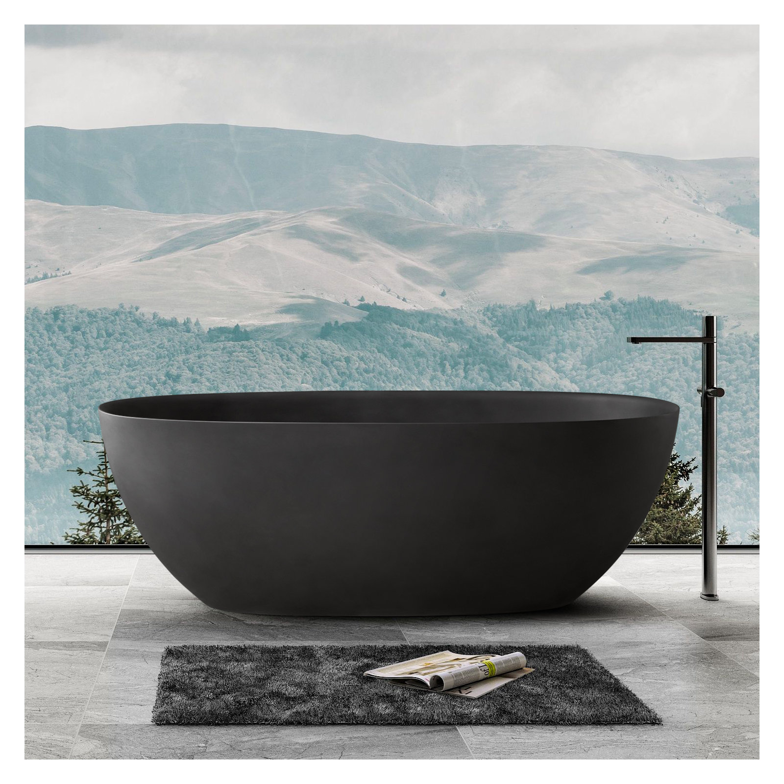 65'' Soaking Bathtub, Matte Black