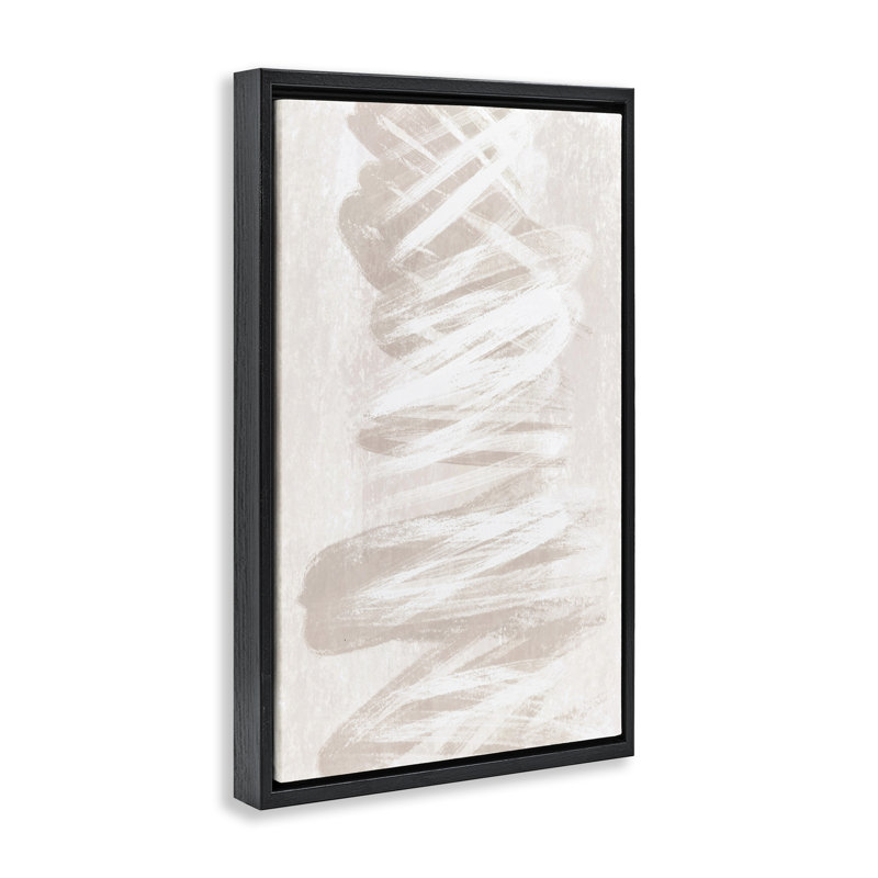 Art mural contemporain sur toile flottant avec vagues contemporaines, design par Martina Pavlova, Cadre flottant noir de jais
