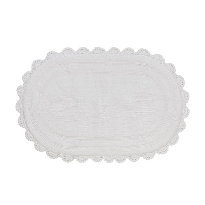 Tapis pour salle de bain réversible en coton Crochet - Ovale