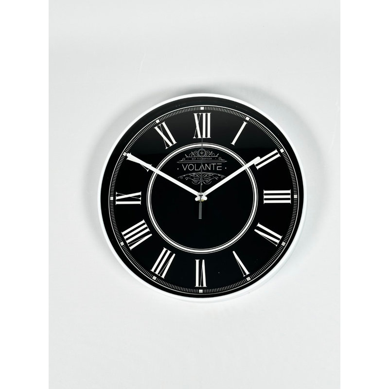 Elegant Decorative Wall Clock, 12 in Diameter, 1.8 in Thick | 100% Plastic Frame, Real Glass Cover | Classic White Color | Perfect for Home or Office Decor, Stylish Timekeeping & Easy to Read Design