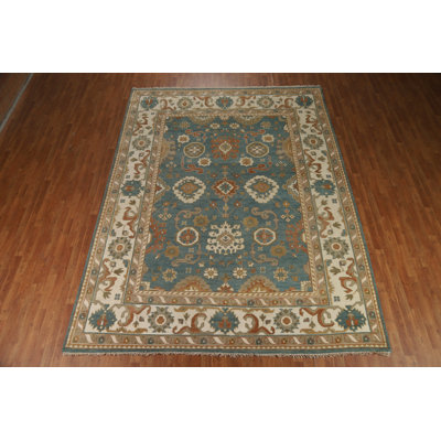 All-Over Blue Oushak Indian Area Rug 9x12