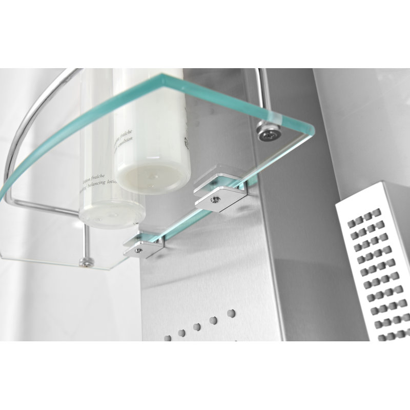 Coastal 44'' Brushed Steel Shower Panel with Rain Shower Head