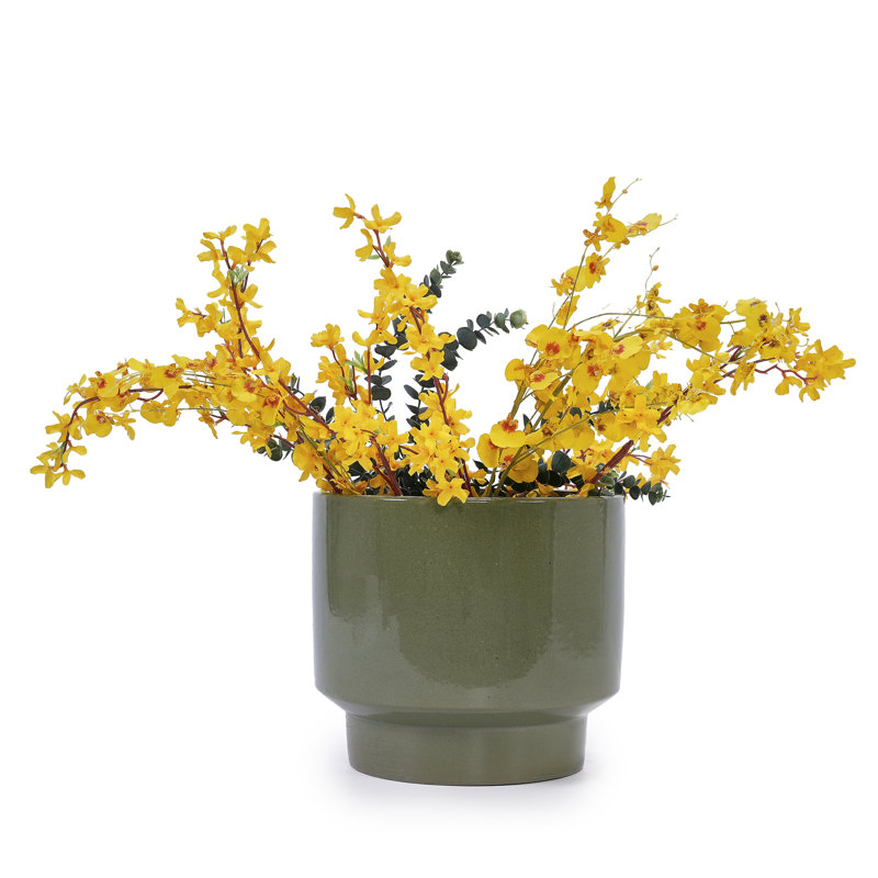Colorful Ceramic Flowerpot, Antique Light Green