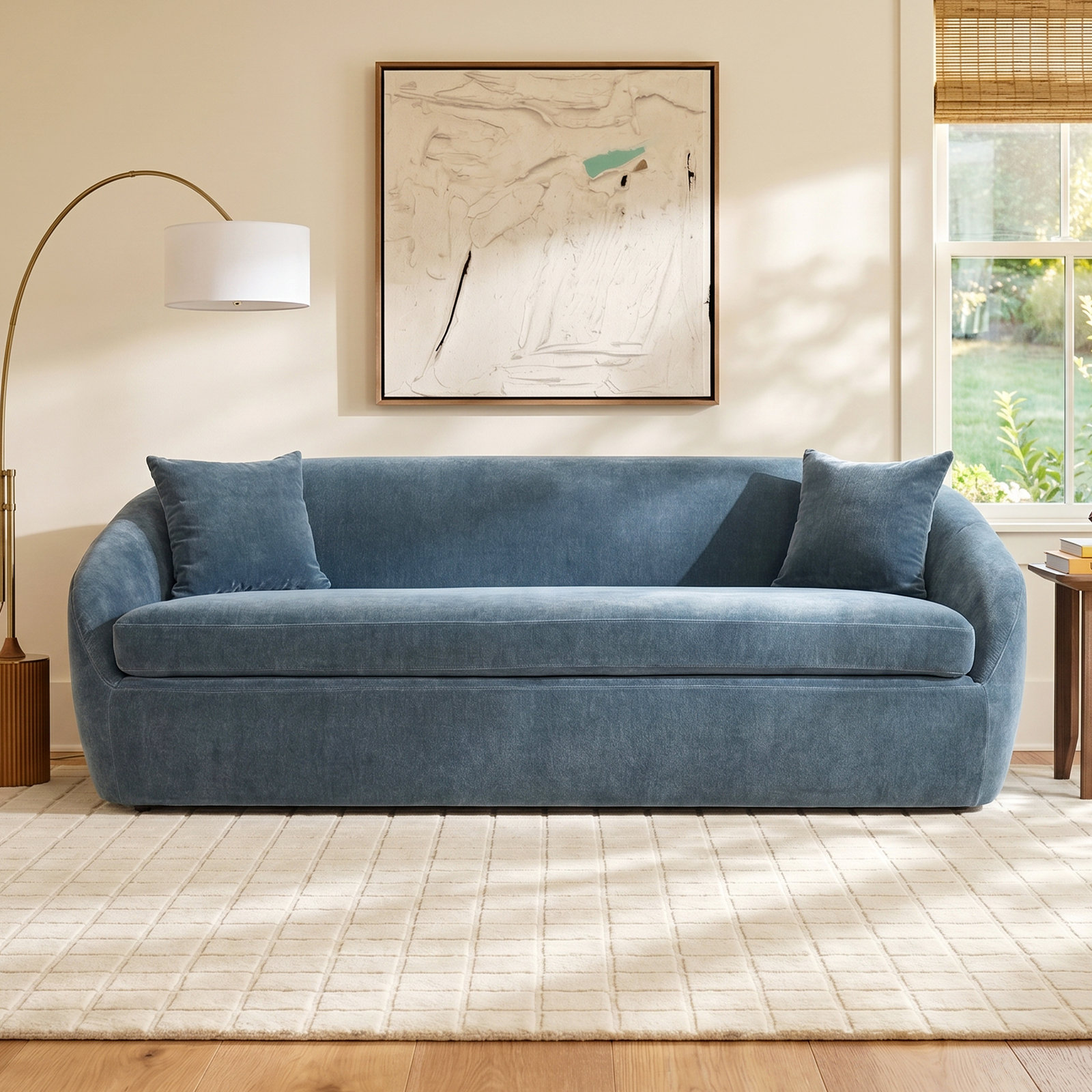 Stargazer 81'' Upholstered Sofa, Blue Performance Chenille