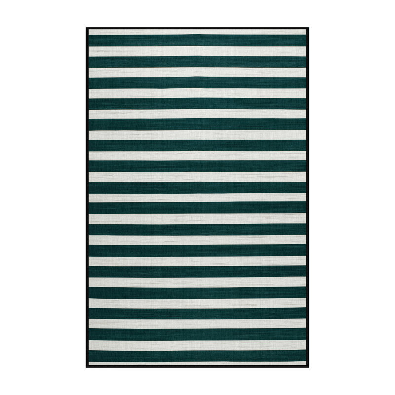 Tapis vert à rayures horizontales lavable à la machine, Rectangulaire 2 pi x 3 pi