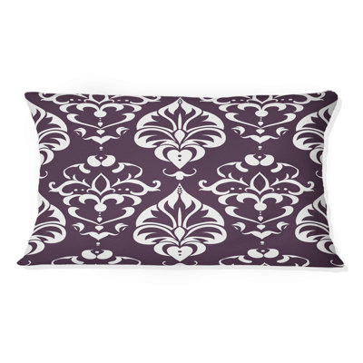 Coussin lombaire mauve blanc damassé Elegance III