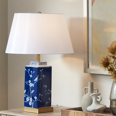 Keshon 23.5" Ceramic Dimmable Table Lamp Set With USB Ports & Type C
