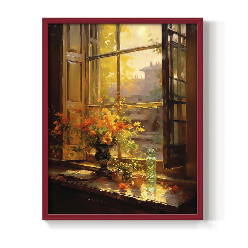 Reproduction encadrée FLORAL Series DCCL XXII - bois massif, Rouge, H 15 po x l 12 po
