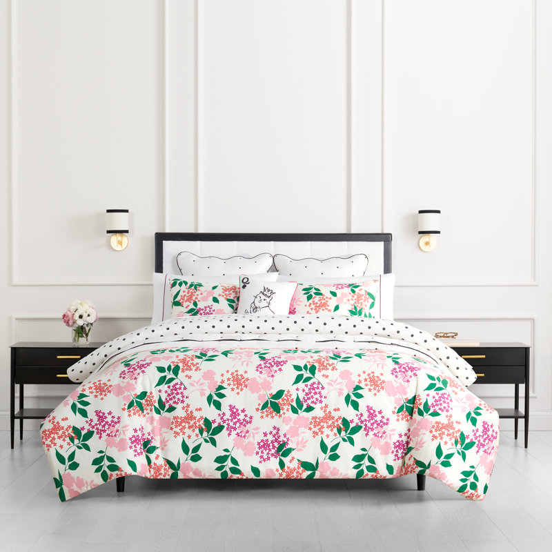 kate spade new york Bold Blossoms King Comforter Set, 300 Thread Count Cotton Reversible Cover, All Season 3 Piece Bedding, Machine Washable, Floral Multicolor 
