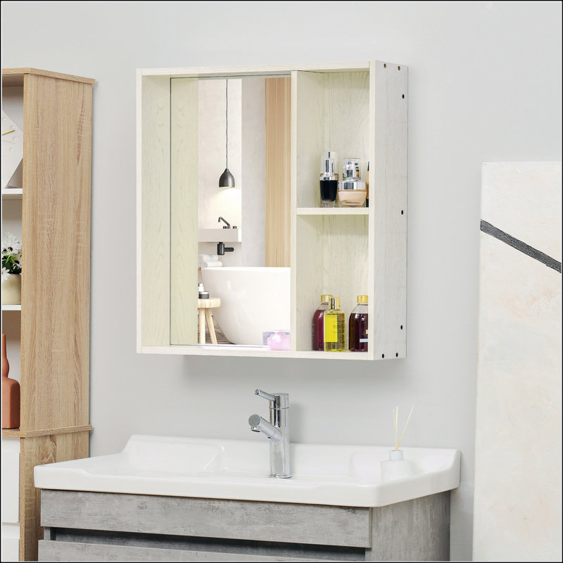 Armoire à pharmacie de salle de bain avec miroir, H 25,5 po x l 24,75 po x P 6 po