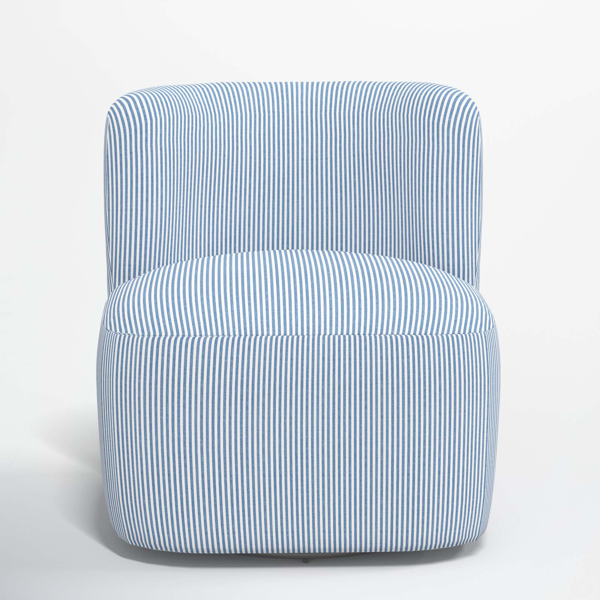 Mariza Upholstered Swivel Slipper Chair, Prep Stripe Blue