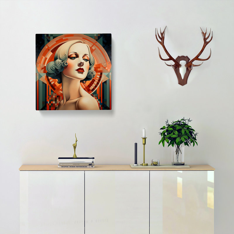 Art Deco Woman Realism No.2 - No Frame Print, 35cm H x 35cm W x 3cm D