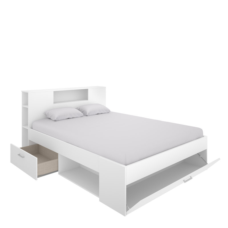 Evvy Drawers Bed, 140 x 190 cm, White
