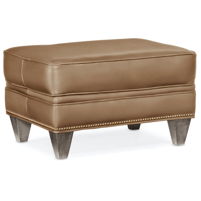 Reddish Ottoman, Stone, French Natural, Aline Fumo Genuine Leather