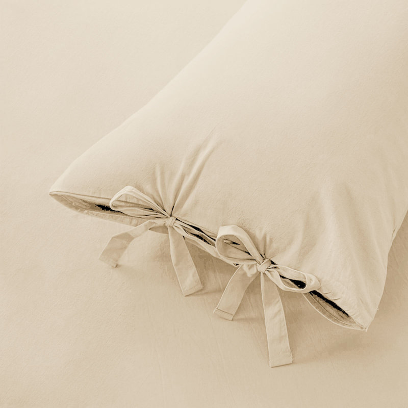 Massouda Microfiber Solid Colour Duvet Cover Set with Pillowcases Included, Beige