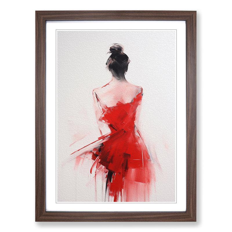 Minimalist Gestural No.3 - Single Picture Frame Print on Wood, Walnut Framed, 46cm H x 34cm W x 2cm D