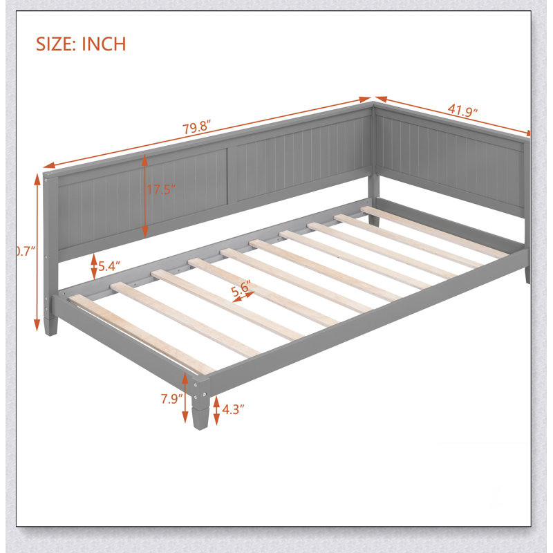 Wood Daybed/Sofa Bed, Grey, Twin