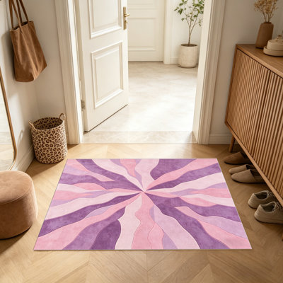 Tapis abstrait Blush Mauve tourbillon - facile à nettoyer, lavable à la machine, doux et confortable; convient aux tapis de porte, aux cuisines, aux salons, aux chambres à coucher, aux couloirs et aux buanderies. Tapis facile à nettoyer et durable pour la décoration intérieure.