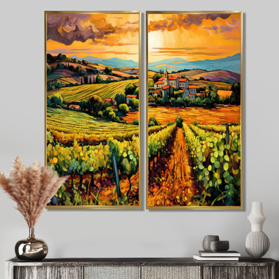 «Vangogh Sunlit Vineyard I», art mural jaune
