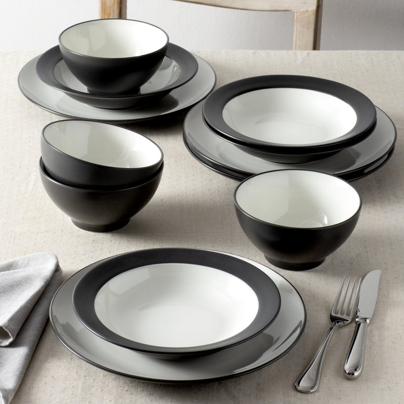 Noritake Colorwave 12-Piece Coupe Dinnerware Set, Service for 4, Graphite