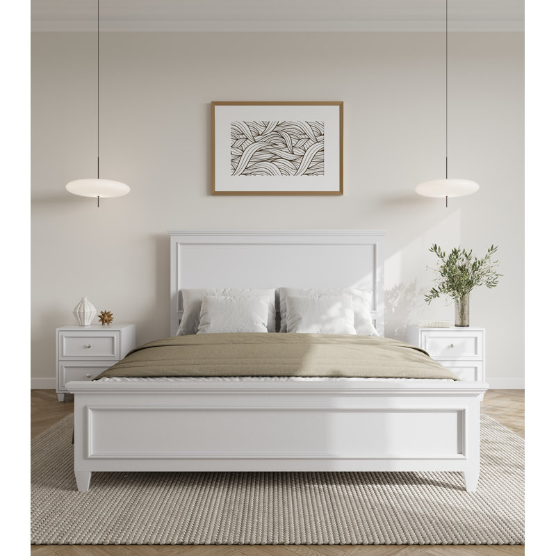 Montreuil King Solid Wood Bed White, White, King
