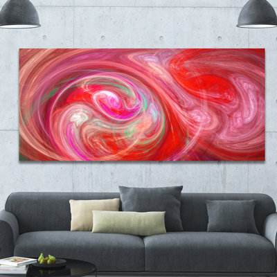 Motif de fractale rouge avec cercles - impression sur toile tendue