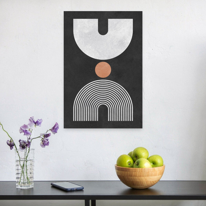 «Terracotta Curve Balance», reproduction d'art murale contemporaine abstraite, H 24 po x l 16 po