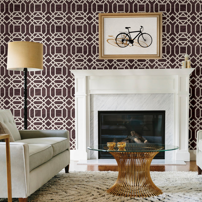 Daphne Trellis 10m x 52cm Wallpaper Roll, Maroon