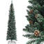 Arbre de Noël mince pin vert / blanc avec pommes de pin-739361443