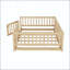 Lit double sur pied Montessori avec clôture, porte et lattes-156419751-156419749