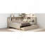 Lit de jour double en bois avec tablettes de rangement et lit gigogne