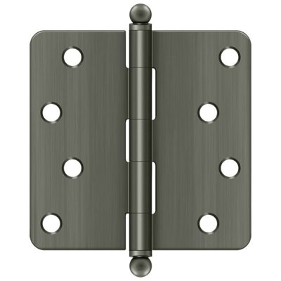 Charnière à rayon 4 po x 4 po x 1/4 po Deltana S44R426D-BT, avec embouts sphériques dans une paire en chrome brossé