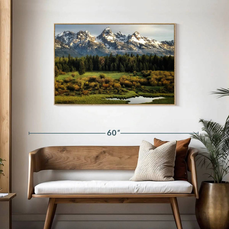 Grand Teton Beauty, Cadre flottant en bois naturel, 43 po x 29 po