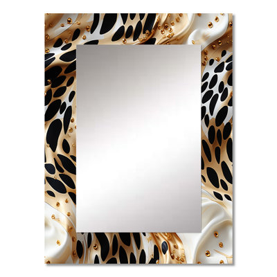 Rollison Black And Gold Glam Marble Pattern - marble  Large Mirror, Modern Unique Wall Mirror Decor, Printed Metal Art