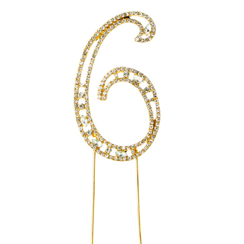 Surmatelas à gâteau 6 rhinestone, Or