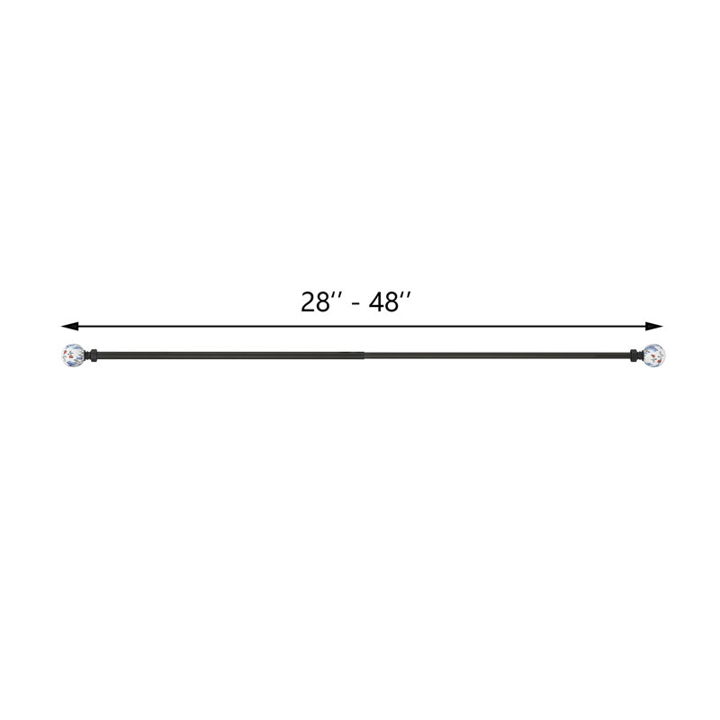 120" Adjustable Single Curtain Rod and Coordinating Finial Set, 28" - 48"