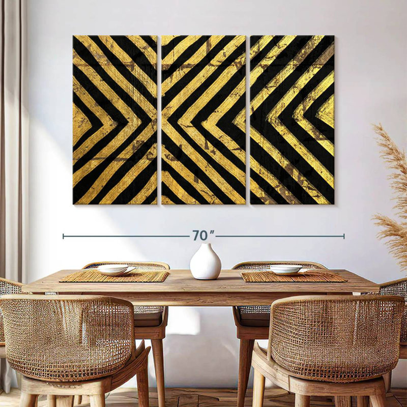 Avery Gold Geometric Lines, 42" H x 65" W