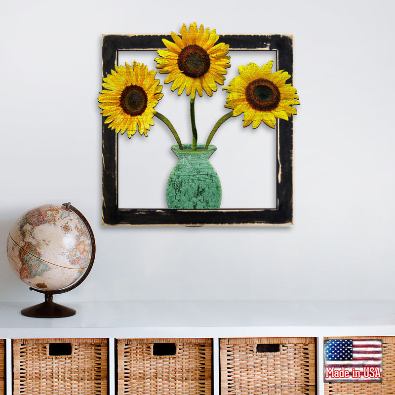 Handmade Farmhouse Plants & Flowers Wall Decor on Wood, 18" H x 19" W x 2" D