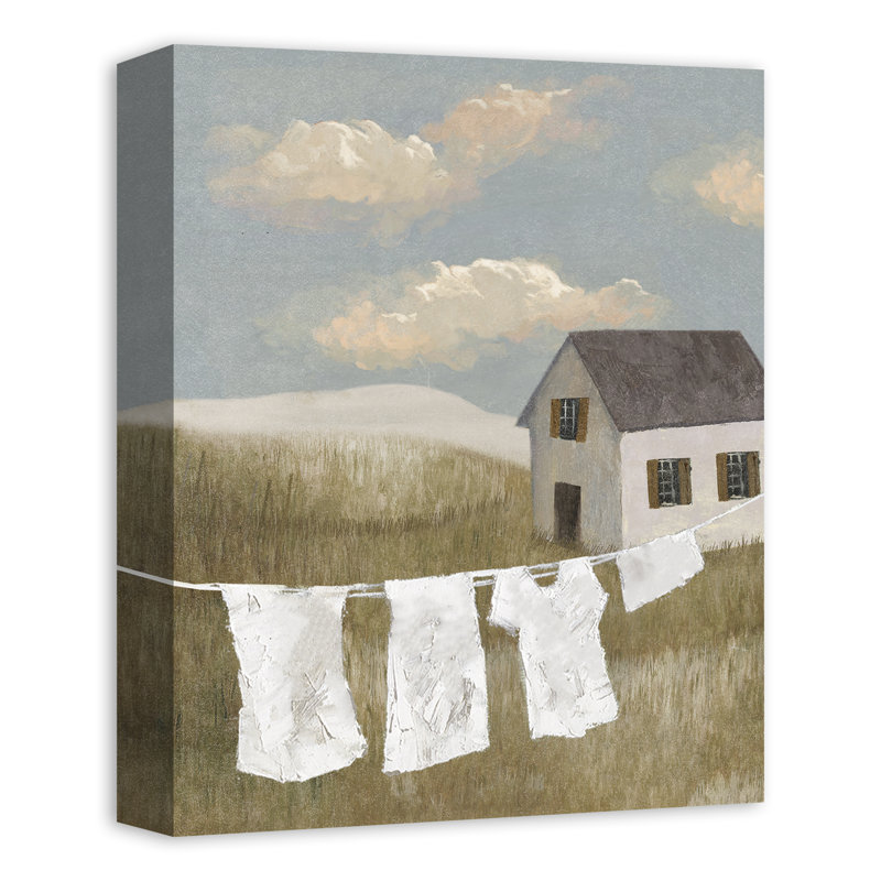 «House on Hill Calming Laundry Scene», reproduction sur toile, H 14 po x l 11 po