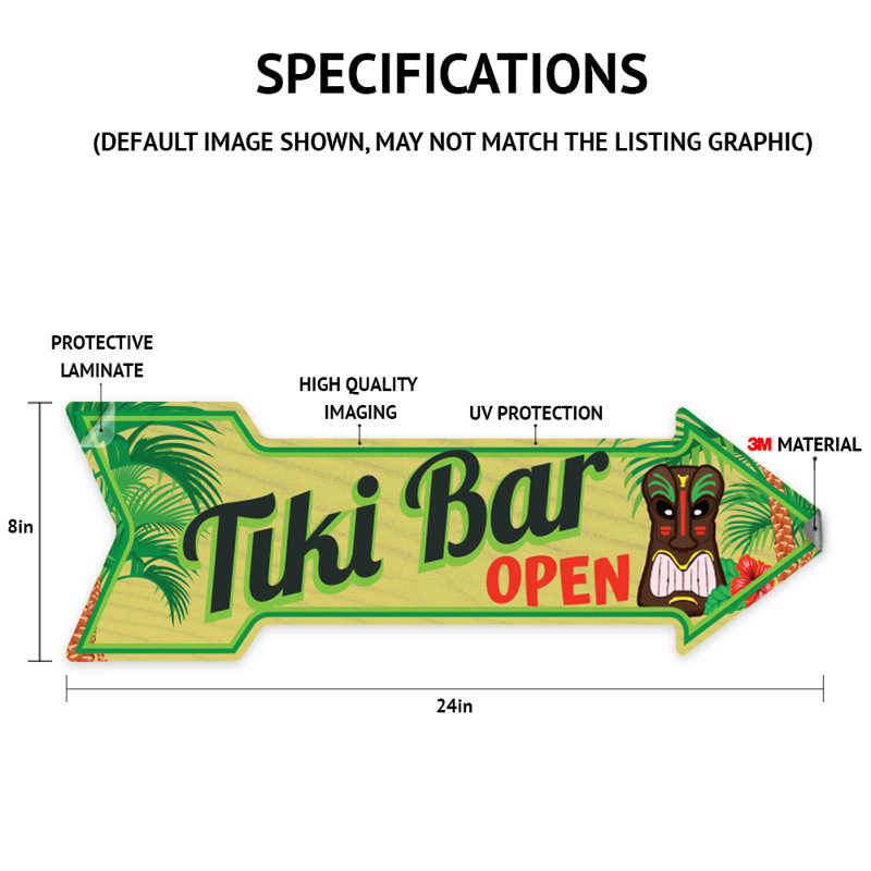 8" x 24" Black Plastic Outdoor Arrow Sign