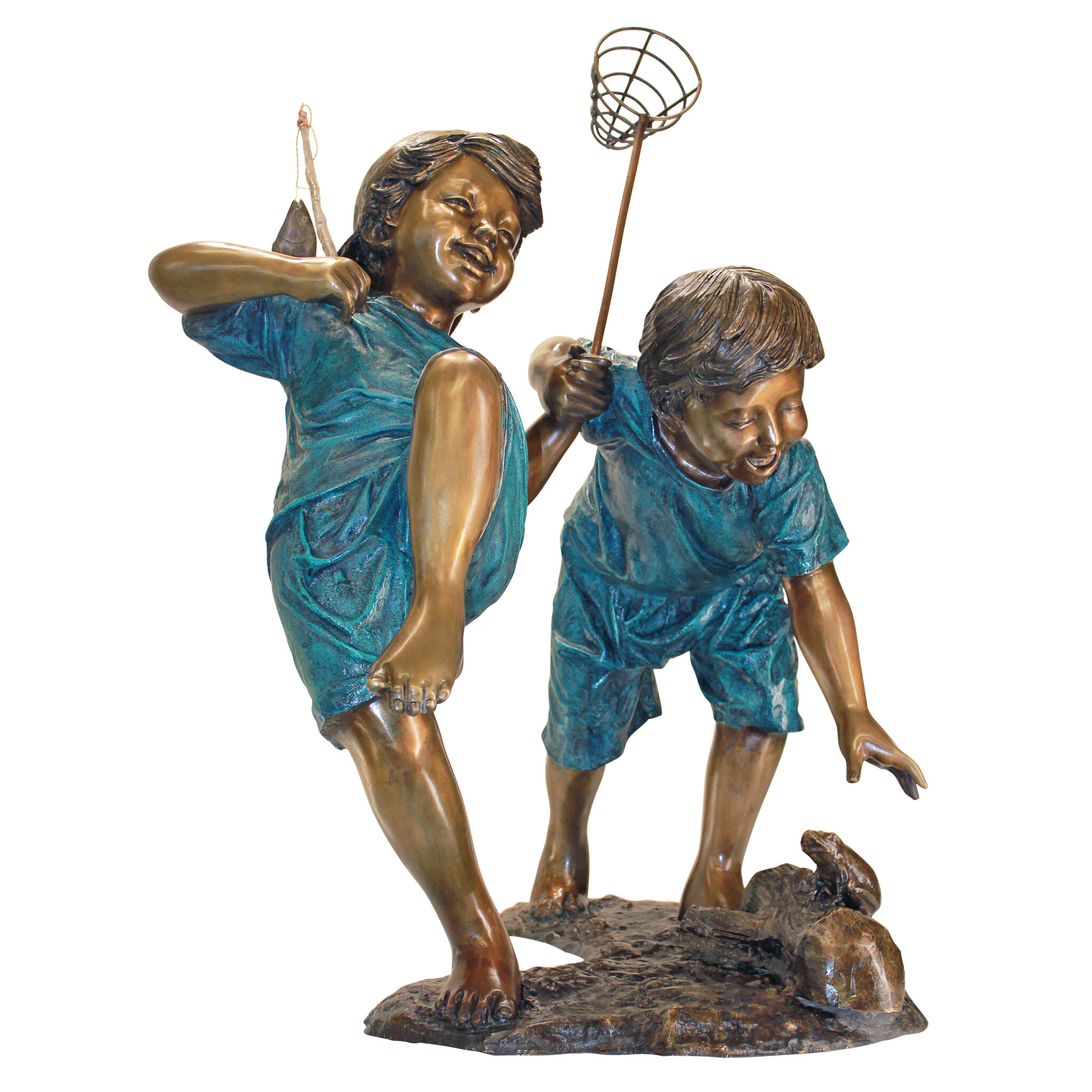 Design Toscano Double Trouble Fishing Boys Cast Garden Statue