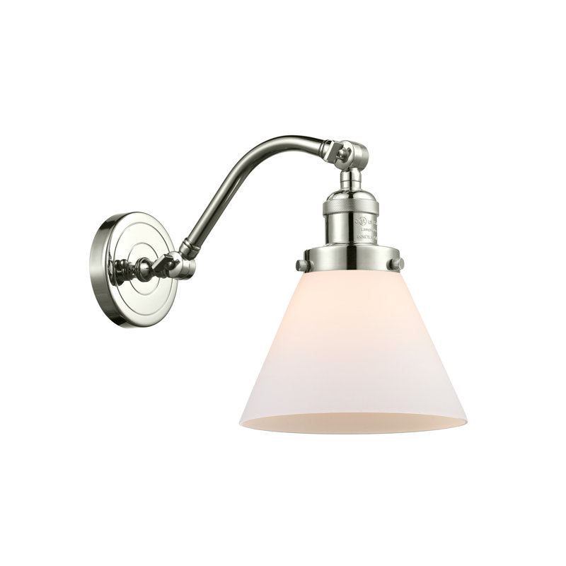 Cone 1 Light Sconce, LED, Matte White Cased, Polished Nickel