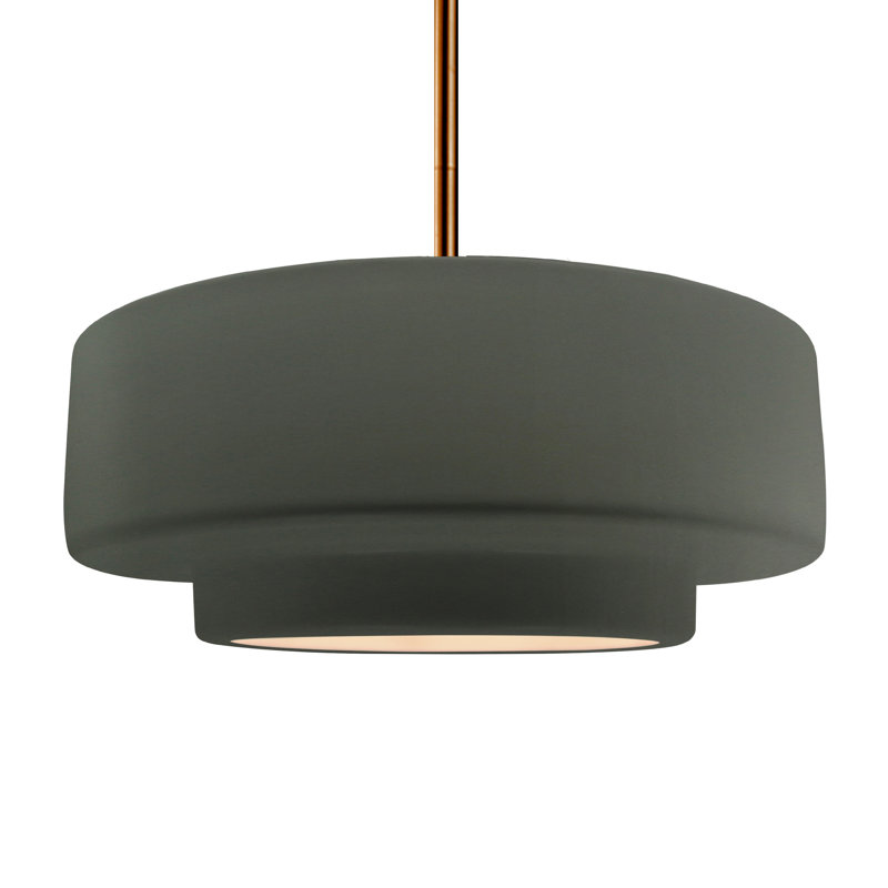 Luminaire suspendu à 1 lumière Meydan, Étain, vert, H 6 po x l 16,25 po x P 16,25 po, Laiton brossé