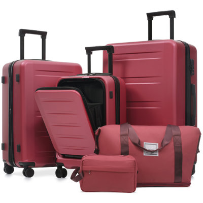Luggage Sets 5 Piece with Front Opening, Hardside Expandable Carry On Suitcase Set with Double Spinner Wheel, Lightweight Travel Luggage with USB Port,TSA Locks 
(20"24"28")