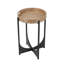 Table plateau brun avec base géométrique noire