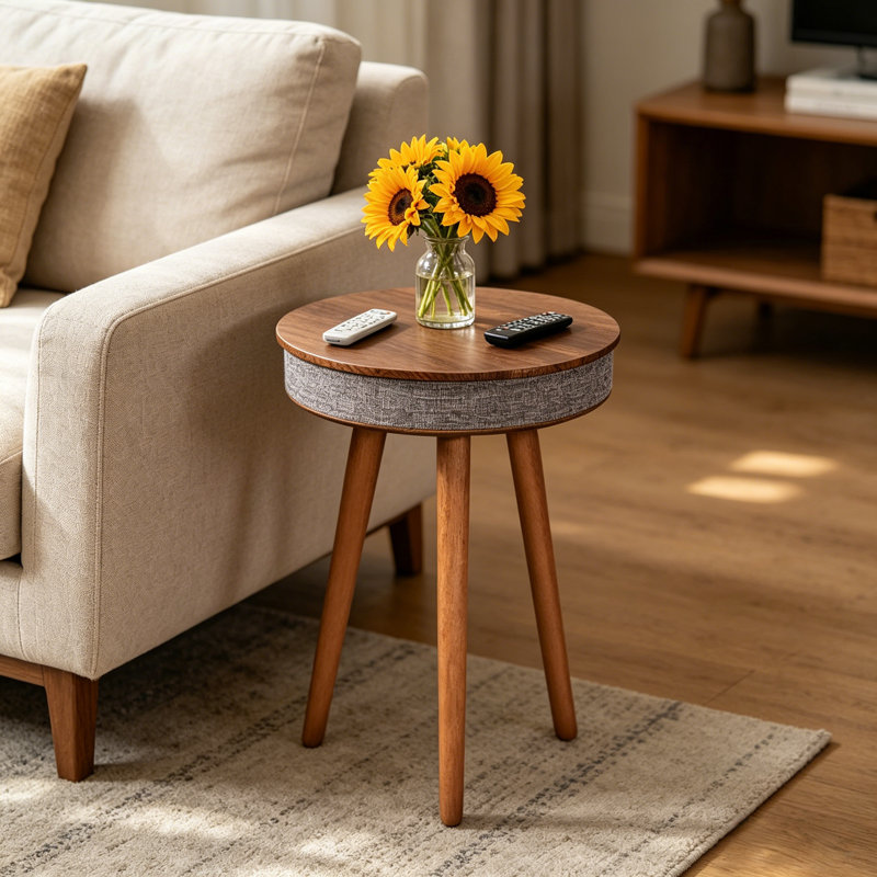 Table de bout haute intelligente avec Bluetooth, chargeur sans fil et lumière DEL