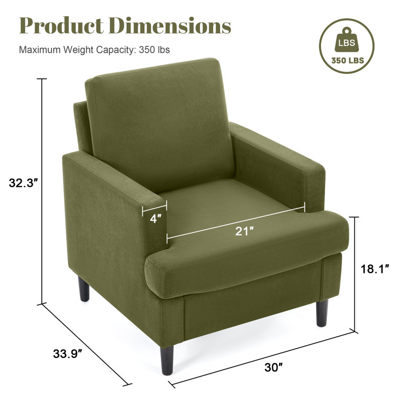 Mid-Century Linen Accent Chair – Stylish, Green