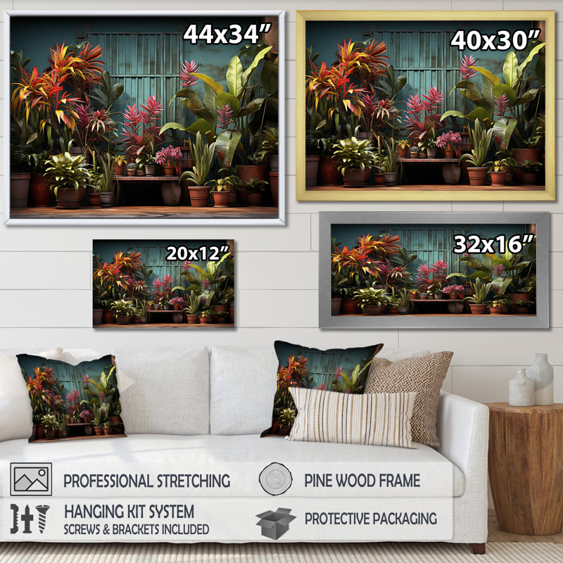 «Graffiti Urban Greenery Poetry I», reproduction sur toile, Cadre flottant blanc, H 30 po x l 40 po x P 1,5 po