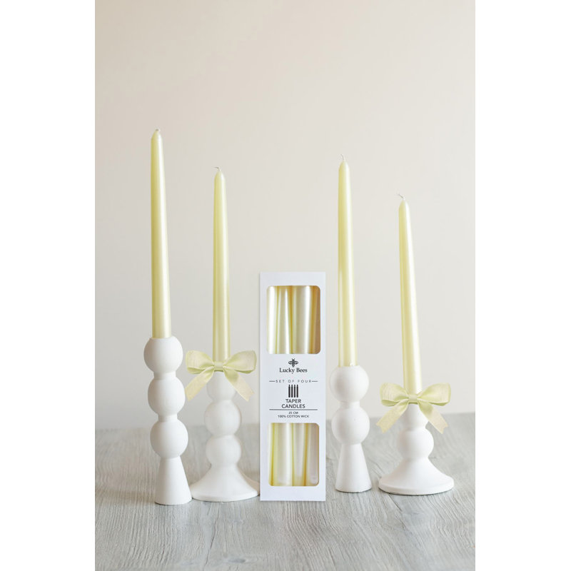 Ensemble de bougies sans parfum de qualité supérieure (4 pièces), jaune, 3,9 po x 9,8 po | 100% cire de paraffine avec mèches de coton | Sécuritaire pour un usage domestique, parfait pour les événements et la décoration, durée de combustion longue durée, cadeau idéal pour toute occasion