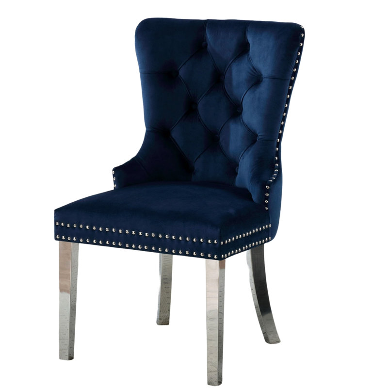 Chaise à oreilles en flannelette Nowlin Blue, Bleu